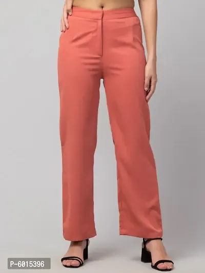 Women Solid Straight Palazzo Trousers-thumb2