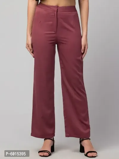 Women Solid Straight Palazzo Trousers-thumb2