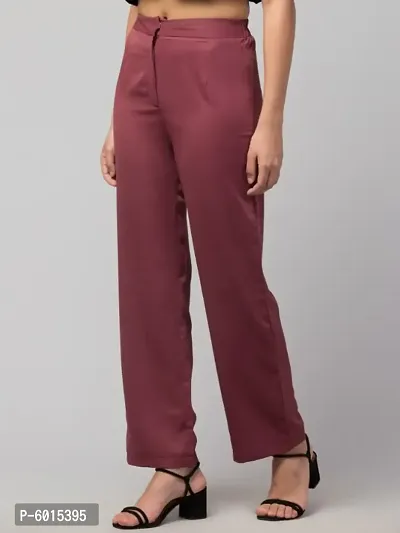 Women Solid Straight Palazzo Trousers-thumb3