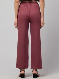 Women Solid Straight Palazzo Trousers-thumb3