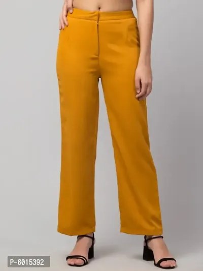 Women Solid Straight Palazzo Trousers-thumb2