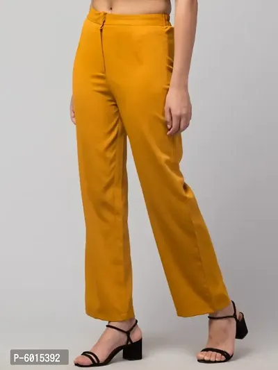 Women Solid Straight Palazzo Trousers-thumb3