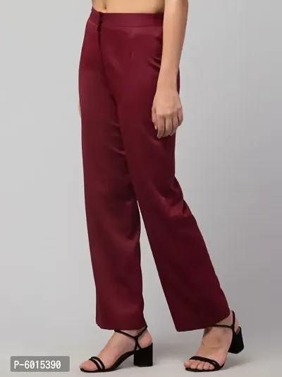 Women Solid Straight Palazzo Trousers-thumb3