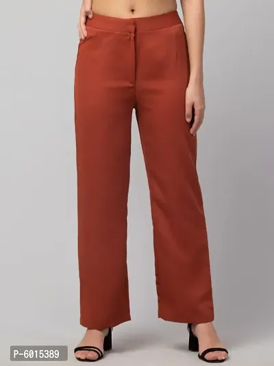 Women Solid Straight Palazzo Trousers-thumb2