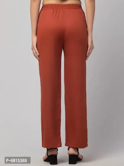 Women Solid Straight Palazzo Trousers-thumb3