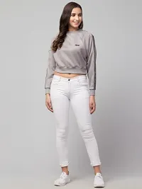 Women Relaxed Long sleeve Suede Sweatshirt-thumb1