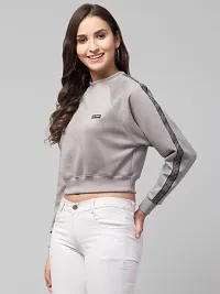 Women Relaxed Long sleeve Suede Sweatshirt-thumb2