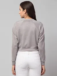 Women Relaxed Long sleeve Suede Sweatshirt-thumb3