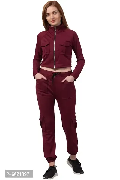 Women Zipper Lifestyle Solid Tracksuits-thumb0