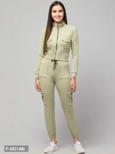 Women Zipper Lifestyle Solid Tracksuits