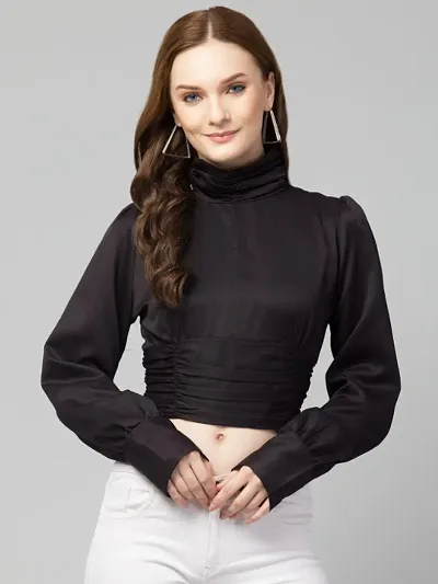 Stylish Turtle Neck Tie-Up Top