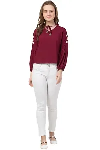 Women's Embroidered Maroon Rayon Top-thumb1