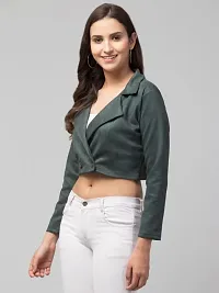 Women Solid Double-Breasted Casual Suede Blazer-thumb2