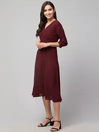 Women Solid Belted Midi Dress-thumb3