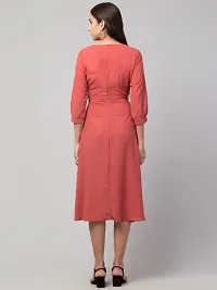 Women Solid Belted Midi Dress-thumb3