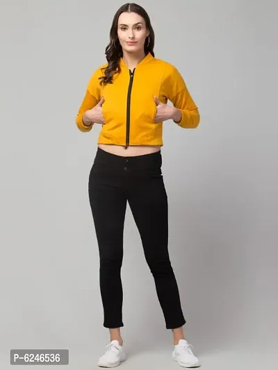 Women Regular fit Solid Bomber jacket-thumb3
