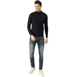 Men Navy Blue Solid Pullover Sweater-thumb4