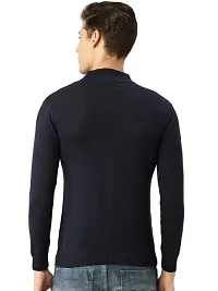 Men Navy Blue Solid Pullover Sweater-thumb3