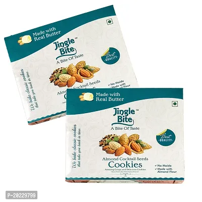 Jingle Bite A Bite of Taste Almond Cocktail Seeds Cookies 12 pcs No Maida Almond Flour California Almonds Healthy guilt-free Tasty Delicious and Crunchy-thumb0