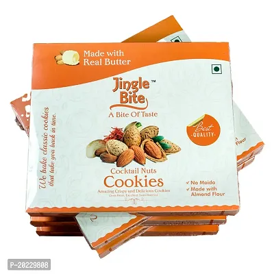 Jingle Bite A Bite of Taste Almond Cocktail Nuts Cookies 12 pcs Almond Masala Cookies- No Maida Almond Flour California Almonds Healthy guilt-free Tasty Delicious and Crunchy-thumb0