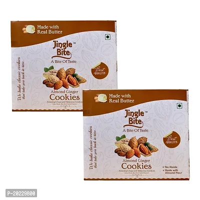 Jingle Bite A Bite of Taste Almond Ginger Cookies 12 pcs No Maida Almond Flour California Almonds Healthy guilt-free Tasty Delicious and Crunchy-thumb0