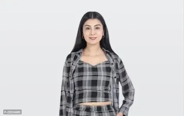 Classic Cotton Blend Checked Top for Women-thumb0