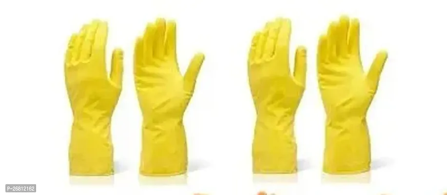 Reusable Rubber Hand Gloves Stretchable Gloves for Washing Cleaning Kitchen Garden Pack of 2