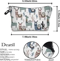 Stardrops Makeup Bags, Cute Travel Waterproof Cosmetic Pouch Toiletry Bag Accessories Organizer for Women and Girls - White Llama-thumb2