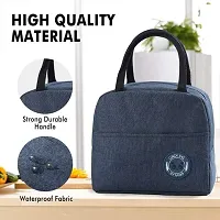 FowWelt Lunch Bags for Office Women  Men Insulated Fabric Carriage Bags for Lunch Portable Reusable Multipurpose Washable Printed Tiffin Bags Leak Proof Carry Bag Kids School - Navy Blue-thumb3