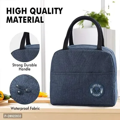 FowWelt Lunch Bags for Office Women  Men Insulated Fabric Carriage Bags for Lunch Portable Reusable Multipurpose Washable Printed Tiffin Bags Leak Proof Carry Bag Kids School - Navy Blue-thumb4