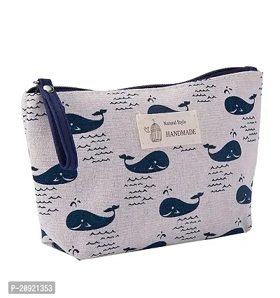 Prextex Printed Makeup Pouch for Women, Stylish Pouches for Makeup Accessories  Travel Organiser, Cosmetic Pouch, Toiletry Make up Bag - White/Blue Whale