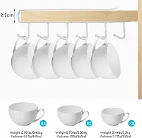 FowWelt Metal 6 Hooks Under Shelf Cup Holder Multifunctional Kitchen Utensil Rack for Hanging (Pack of 2_White)-thumb1