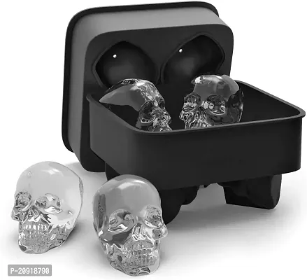 Unyks Star 3D Skull Ice Mold, Super Flexible Silicone Ice Cube Mold, Makes Four Giant Skulls, Whiskey Ice Mould (Pack of 1)-thumb0