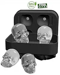 Unyks Star 3D Skull Ice Mold, Super Flexible Silicone Ice Cube Mold, Makes Four Giant Skulls, Whiskey Ice Mould (Pack of 1)-thumb3