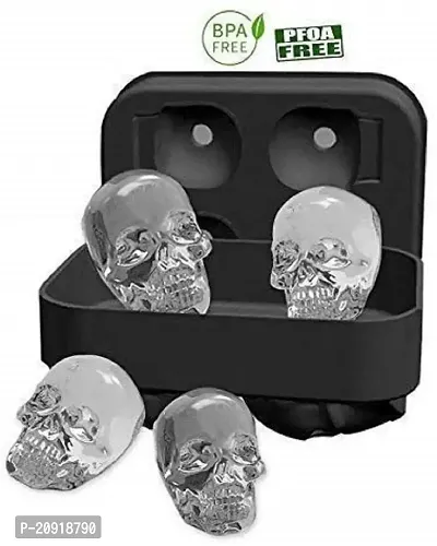 Unyks Star 3D Skull Ice Mold, Super Flexible Silicone Ice Cube Mold, Makes Four Giant Skulls, Whiskey Ice Mould (Pack of 1)-thumb4