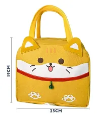Unyks Star Insulated Reusable Lunch Bag Tote Bag for Women Printed Lunch Bag for School Picnic Office Outdoor Gym (3D Yellow White Cat)-thumb1
