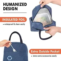 FowWelt Lunch Bags for Office Women  Men Insulated Fabric Carriage Bags for Lunch Portable Reusable Multipurpose Washable Printed Tiffin Bags Leak Proof Carry Bag Kids School - Navy Blue-thumb1