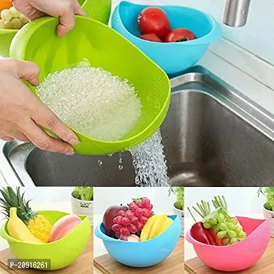 Unyks Rice Pulses Fruits Vegetable Noodles Pasta Washing Bowl  Strainer Perfect Size for Storing and Straining Colander Random Colors Pack of 2-thumb3