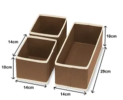 FowWelt Foldable Set of 3 Cloth Storage Box Closet Dresser Drawer Organizer Cube Basket Bins Containers Divider with Drawers for Underwear, Bras, Socks, Ties, Scarves (Set of 3 - Brown)-thumb1