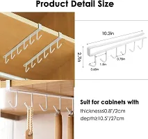 FowWelt Metal 6 Hooks Under Shelf Cup Holder Multifunctional Kitchen Utensil Rack for Hanging (Pack of 2_White)-thumb2