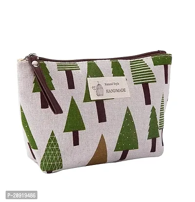 Prextex Printed Makeup Pouch for Women, Stylish Pouches for Makeup Accessories  Travel Organiser, Cosmetic Pouch, Toiletry Make up Bag - Whte/Green Trees