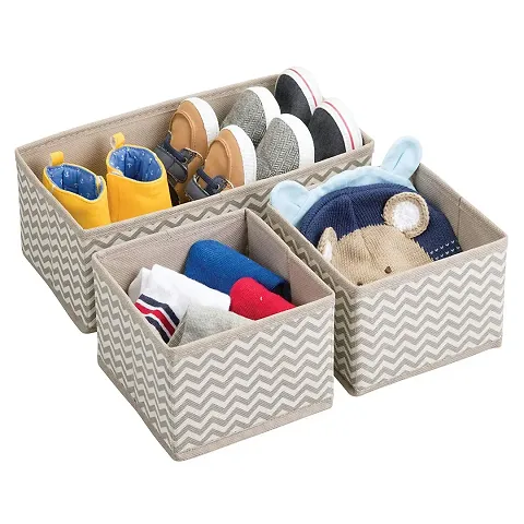 Unyks Star Foldable Set of 6 Cloth Storage BoxCloset Dresser Drawer Organizer Cube Basket Bins Containers Divider with Drawers for Underwear, Bras, Socks, Ties, Scarves