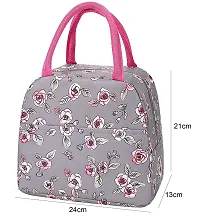 FowWelt Insulated Lunch Bags Small for Women Work, Student, Kids to School, Thermal Cooler Tote Bag, Picnic Organizer Storage Lunch Box Portable and Reusable (Grey Rose Flower)-thumb3