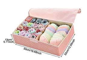 FowWelt Innerwear Organizer 16+1 Compartment Non-Smell Non Woven Foldable Fabric Storage Box for Closet (Pink Cherry)-thumb2