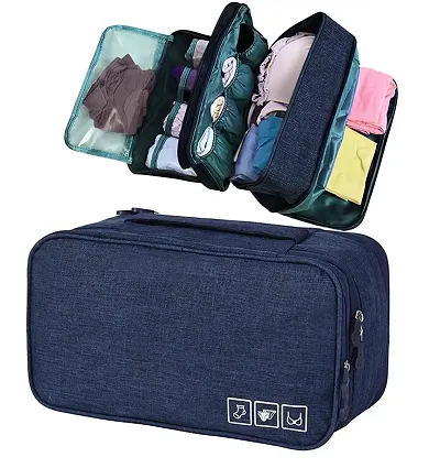 FowWelt 3 Layer Lingerie Organizer Bag, Toiletry Travel Bag for Storage of Bra, Underwear, Cosmetics