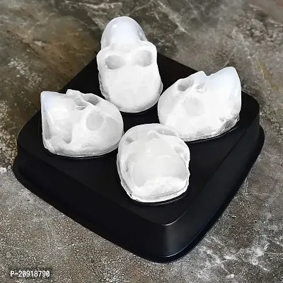 Unyks Star 3D Skull Ice Mold, Super Flexible Silicone Ice Cube Mold, Makes Four Giant Skulls, Whiskey Ice Mould (Pack of 1)-thumb3