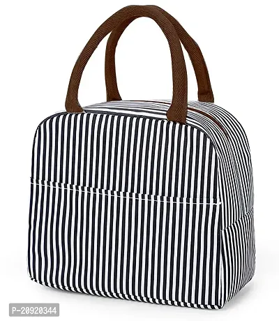 Stardrops Lunch Bag Lunch Box for Women Men Reusable Insulated Lunch Tote Bag, Leakproof Thermal Cooler Sack Food Handbags Case High Capacity for Travel Work School Picnic - Black Stripes