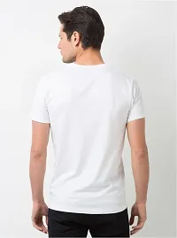Men's White Polyester Printed Round Neck Tees-thumb1