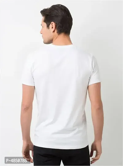 Men's White Polyester Printed Round Neck Tees-thumb2