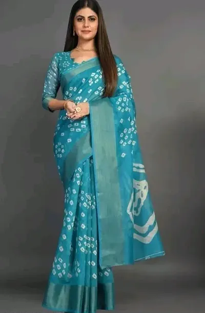 Stylish Silk Blend Zari Saree With Blouse Piece For Women